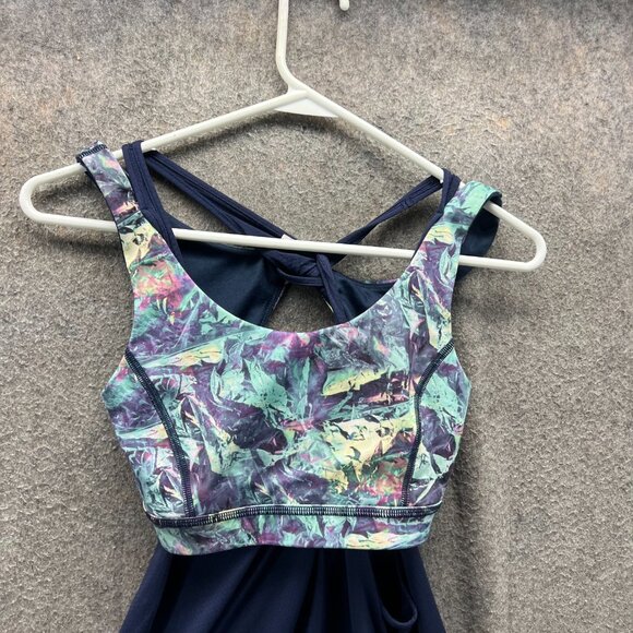 Lululemon Tank Top Women 8 Navy Multi Floral Athletic Tennis Crossback - Picture 6 of 9